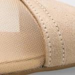 Capone Kathryn Genuine Leather Lined Pointed Toe Mid Heel Mesh Suede Look Open Back Women Sued Beige Shoe