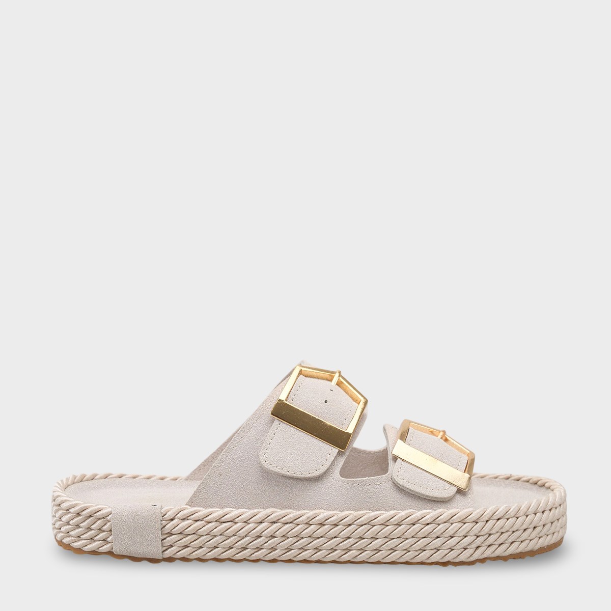 Capone Keslie Suede Look Metal Buckle Comfort Women Stone Sandal