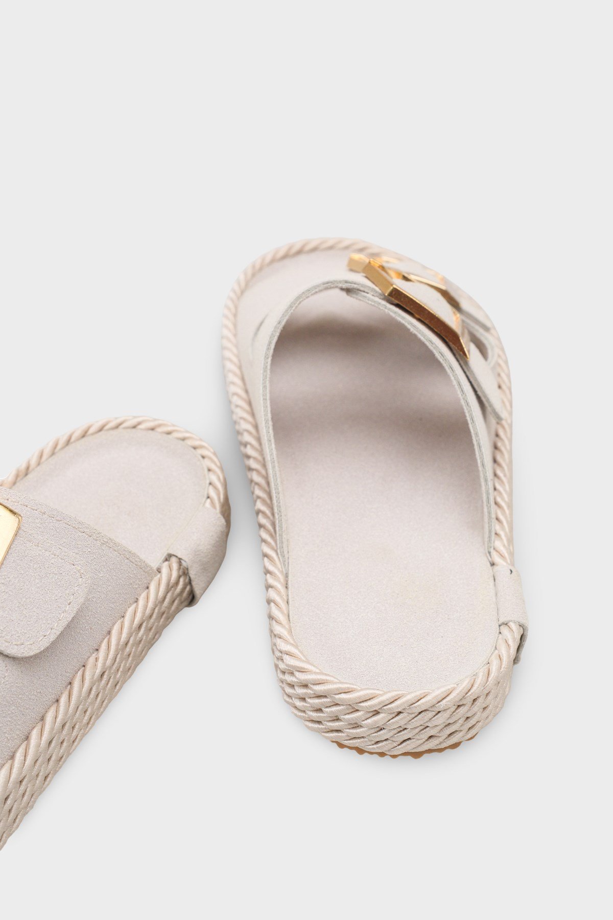 Capone Keslie Suede Look Metal Buckle Comfort Women Stone Sandal