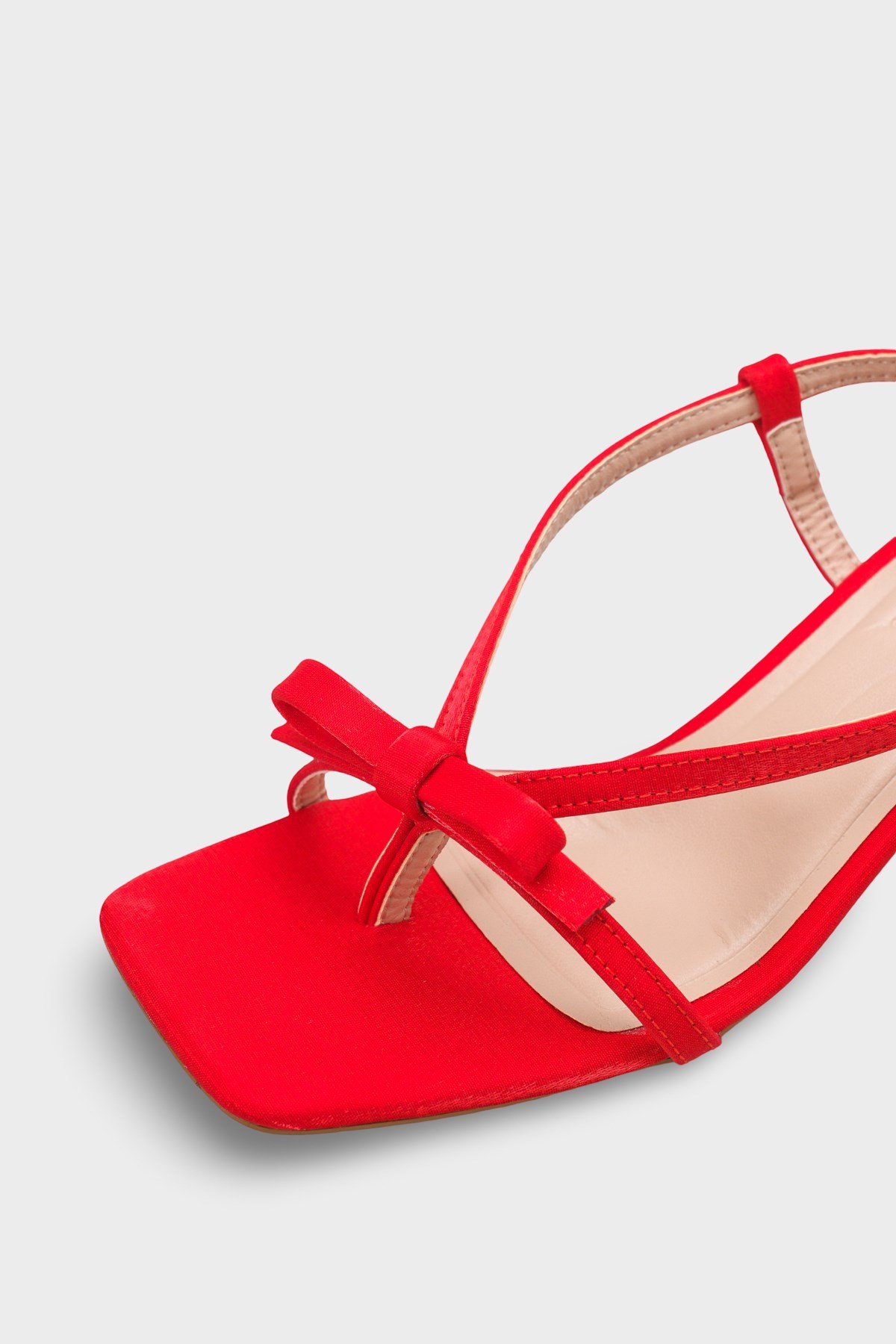 Capone Lacey Satin Mid Heel Square Toe Women Red Sandal