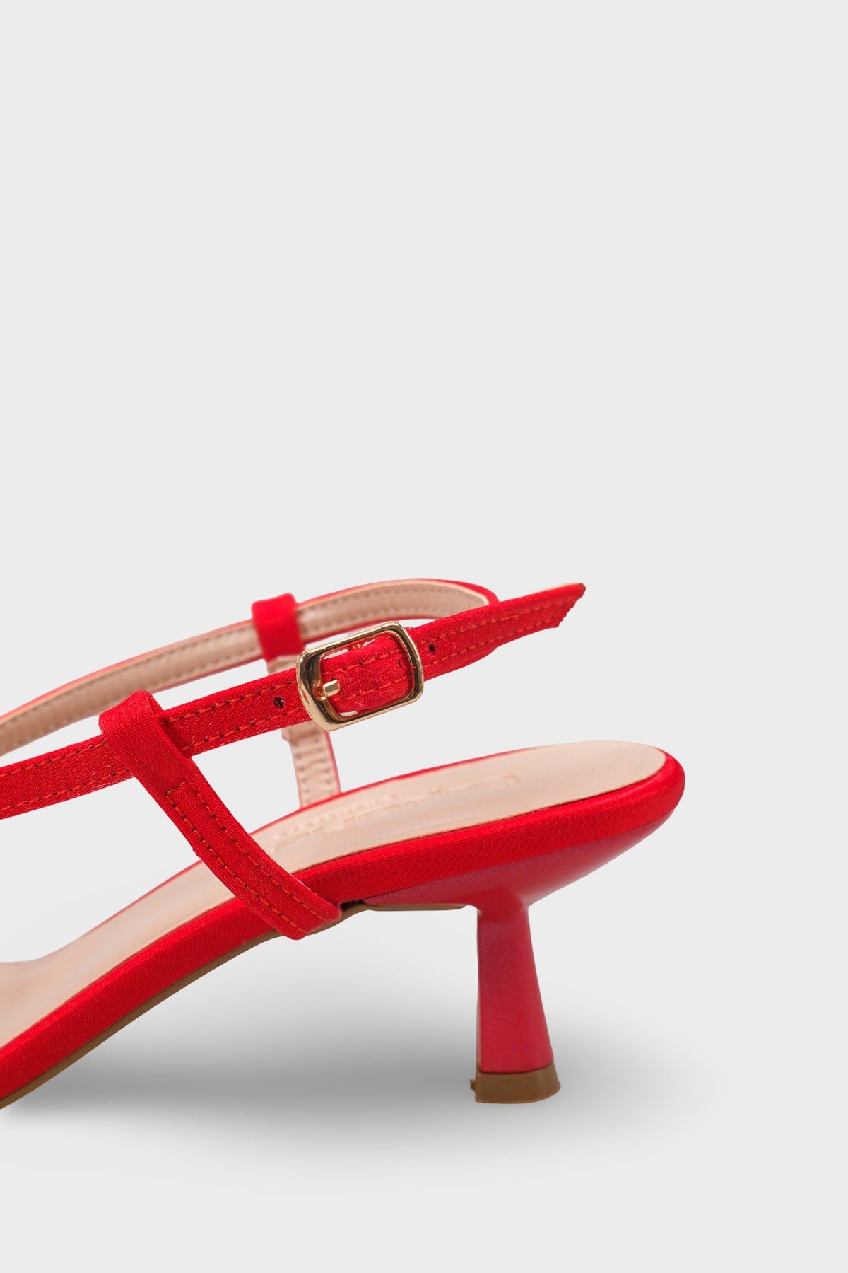 Capone Lacey Satin Mid Heel Square Toe Women Red Sandal