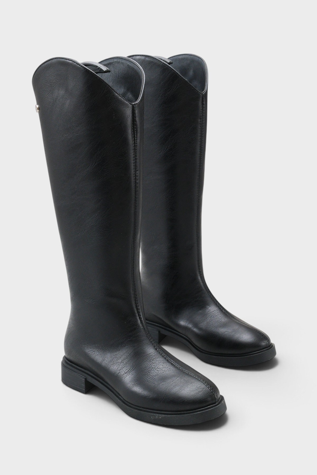 Capone Larine Round Toe Back Zip Women Black Riding Boot