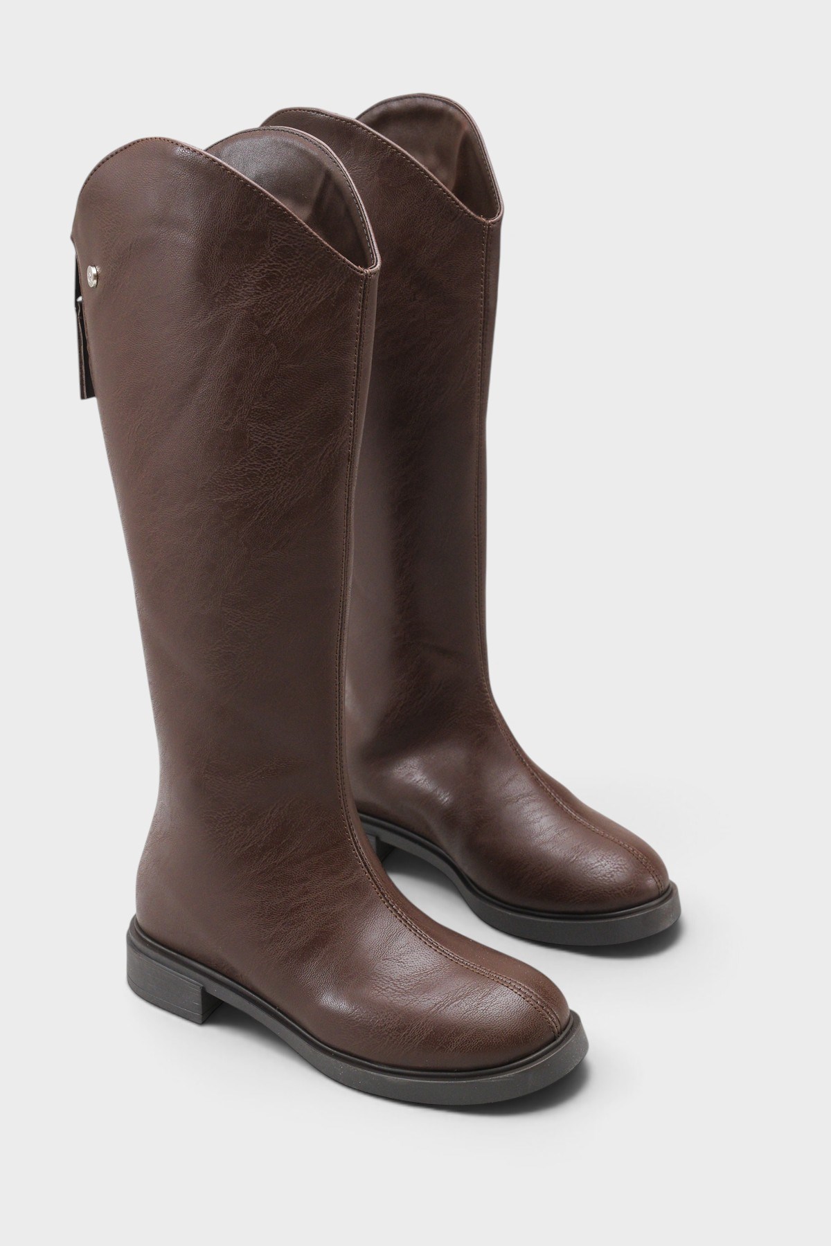 Capone Larine Round Toe Back Zip Women Brown Riding Boot