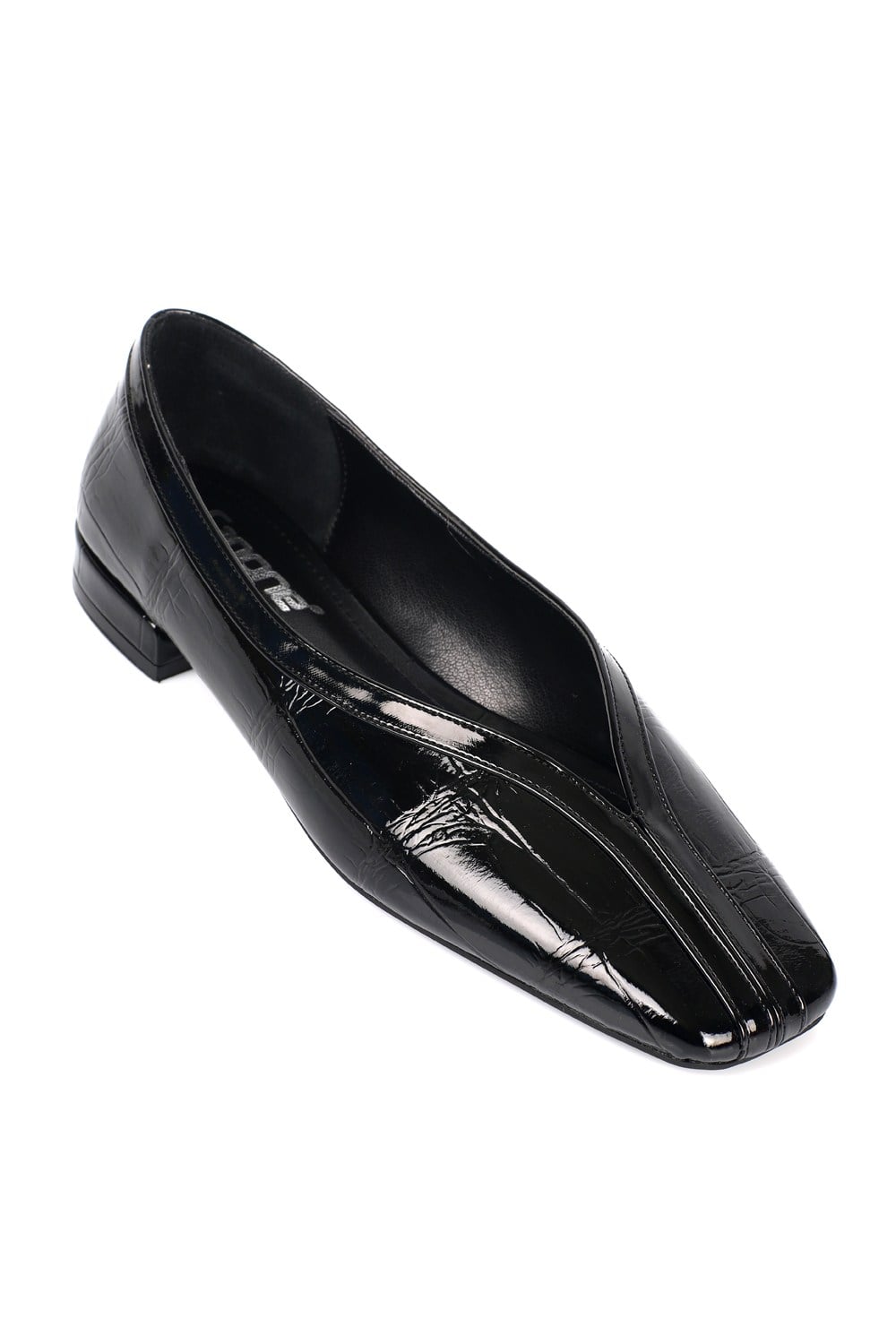 Capone Larisa Square Toe Croc Pattern Low Heel Women Black Ballet Flat