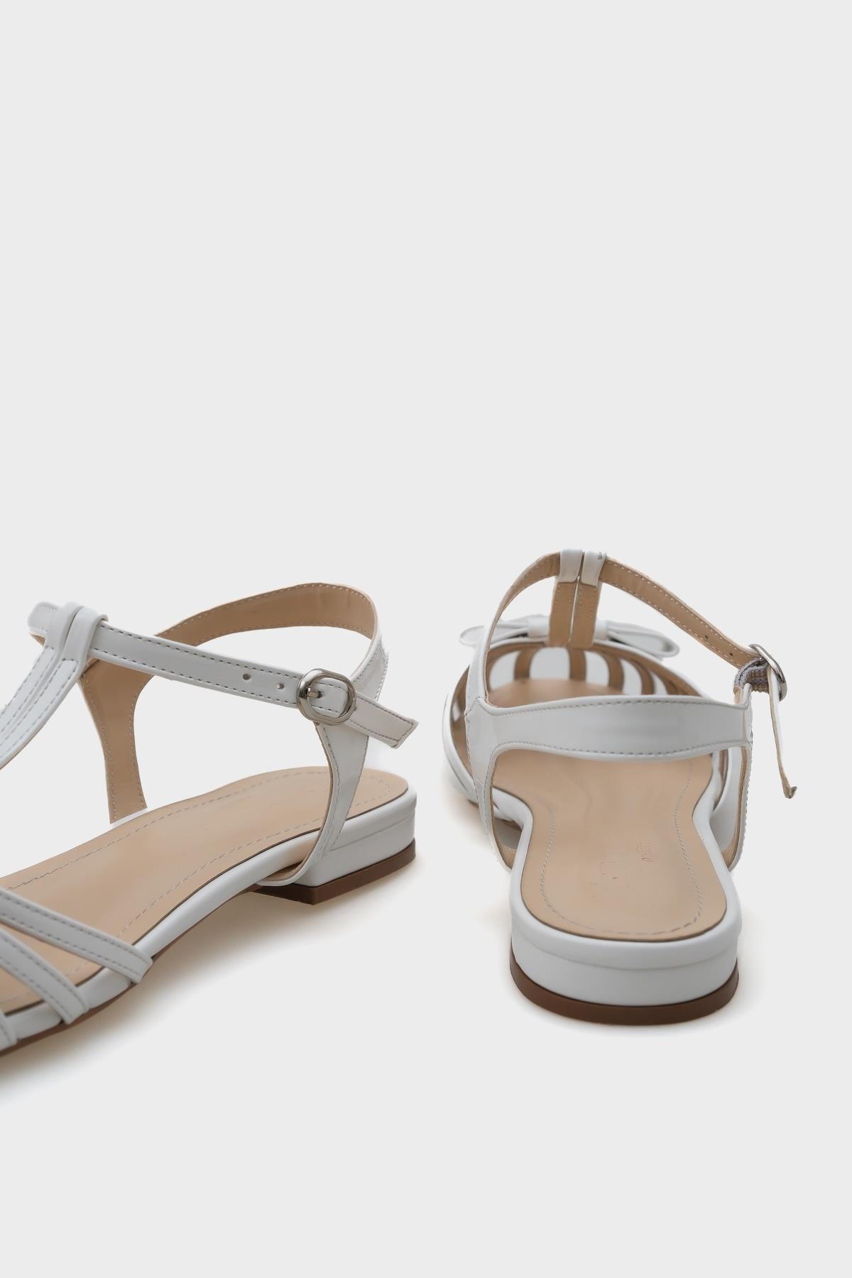 Capone Lattice Braided Women White Ballerinas