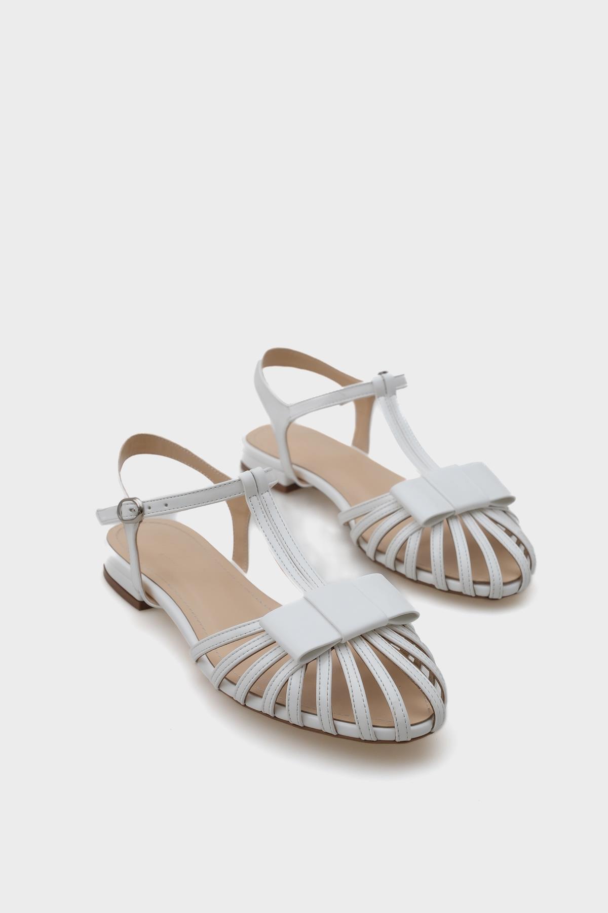 Capone Lattice Braided Women White Ballerinas