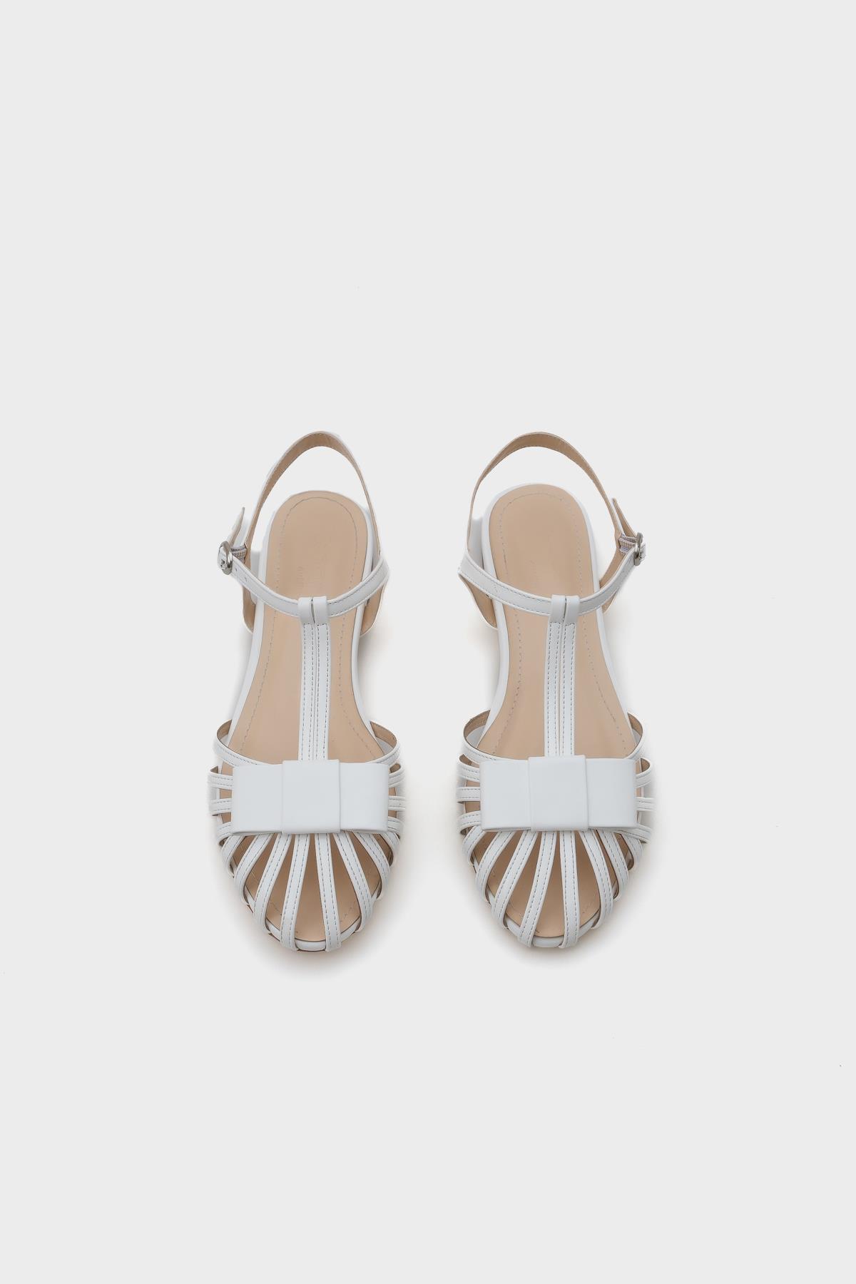 Capone Lattice Braided Women White Ballerinas