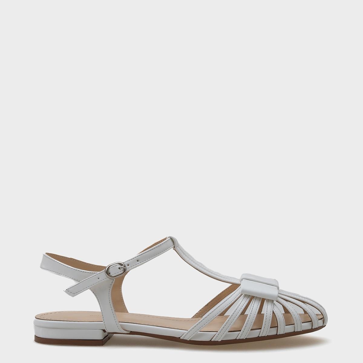 Capone Lattice Braided Women White Ballerinas