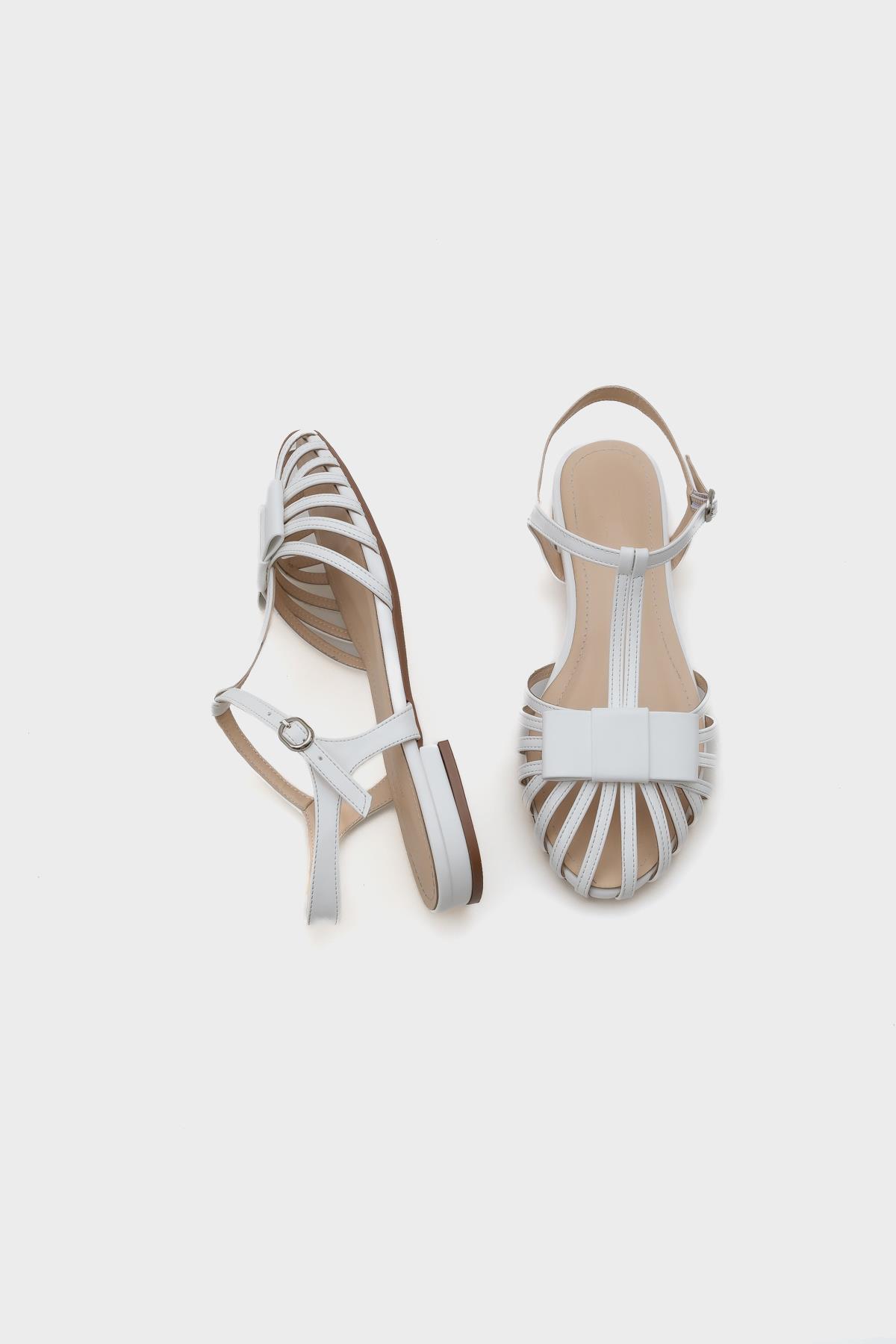 Capone Lattice Braided Women White Ballerinas