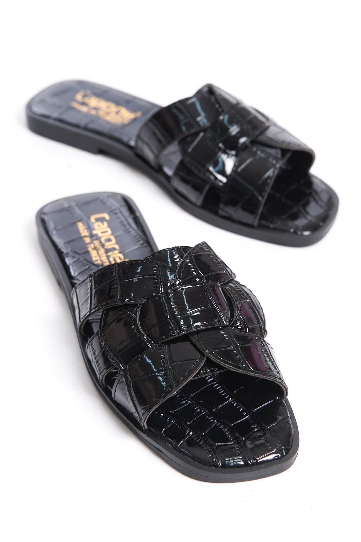 Capone Lauren Women Black Slide Flat Sandals
