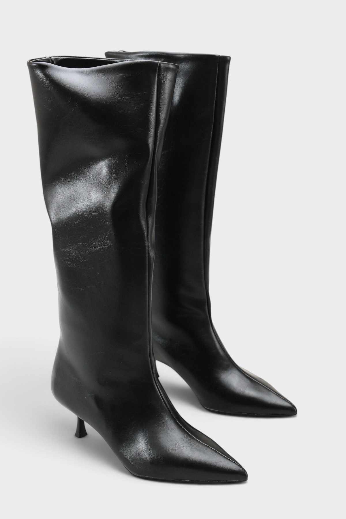 Capone Leila Side Zip Pointed Toe Elegant Mid Heel Women Black Boot