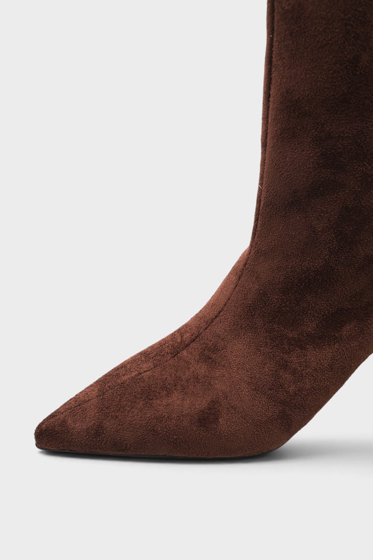 Capone Leila Side Zip Pointed Toe Elegant Mid Heel Women Sued Brown Boot