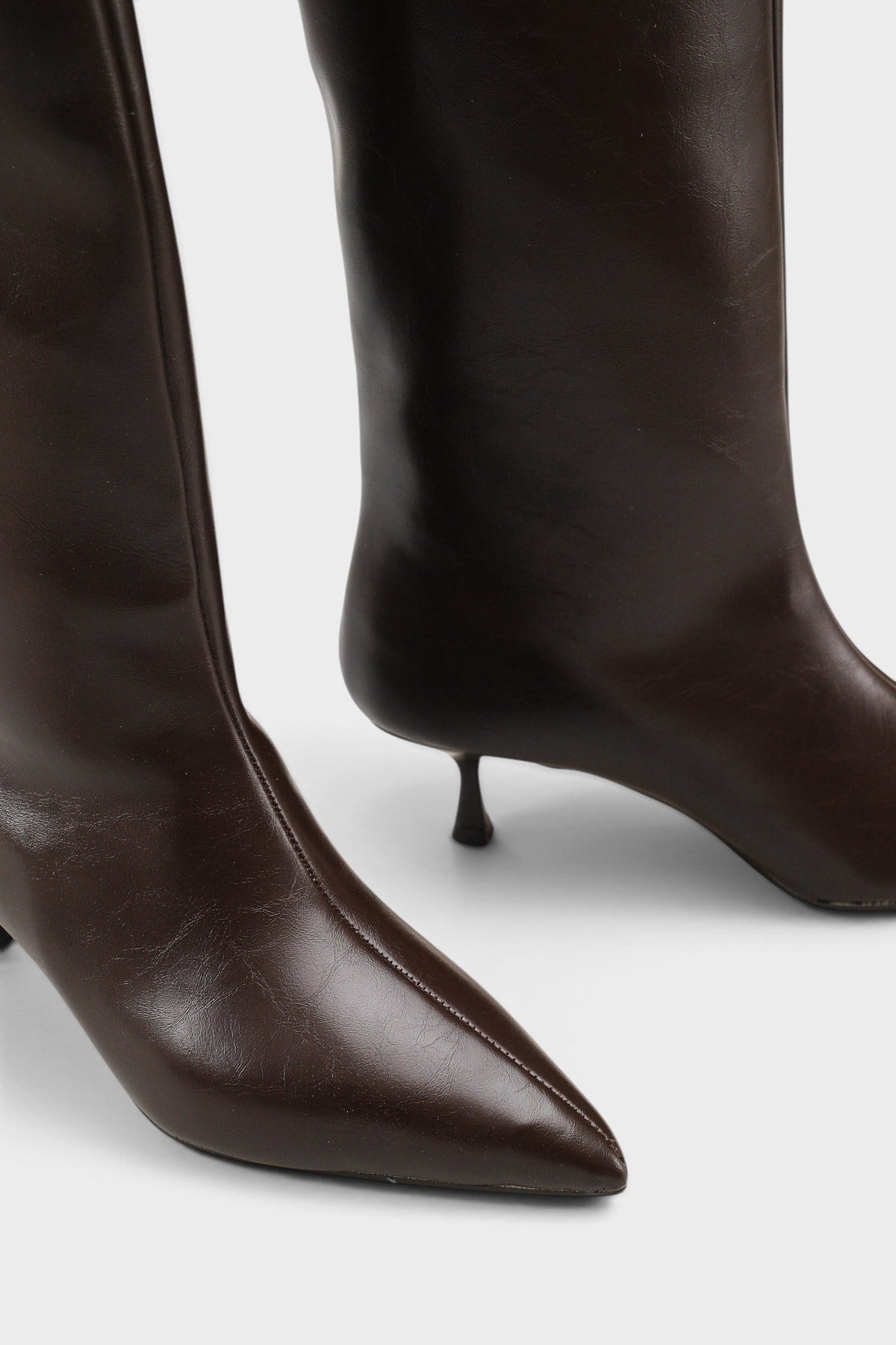 Capone Leila Side Zip Pointed Toe Elegant Mid Heel Women Brown Boot