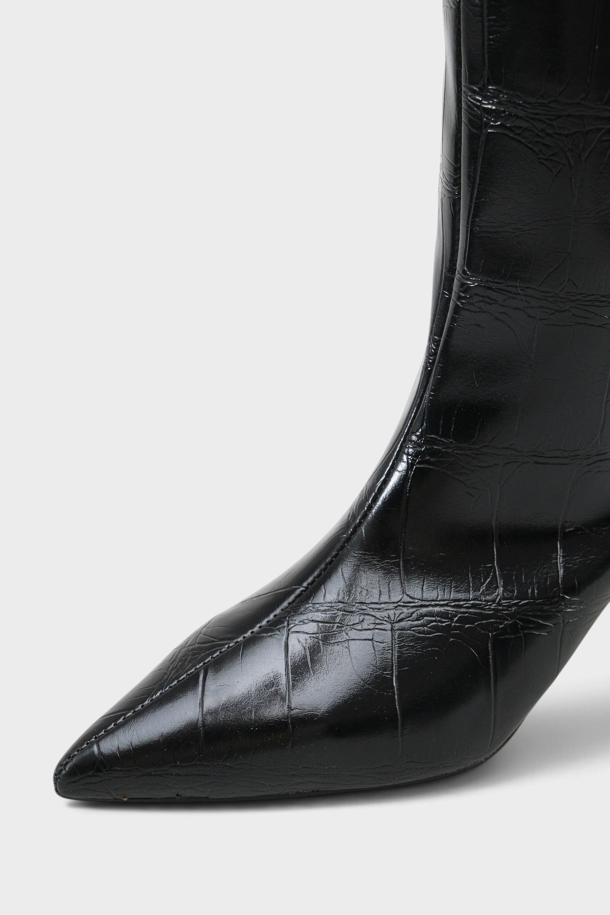Capone Leila Side Zip Pointed Toe Elegant Mid Heel Women Black Boot