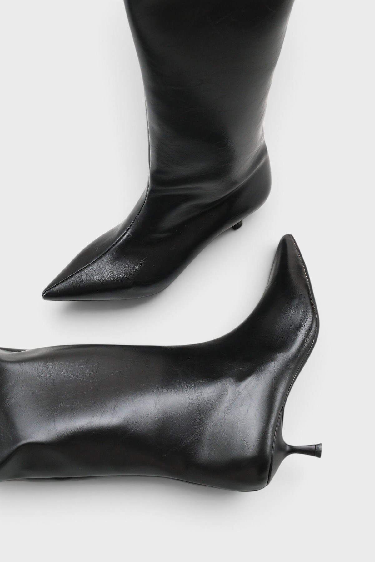 Capone Leila Side Zip Pointed Toe Elegant Mid Heel Women Black Boot