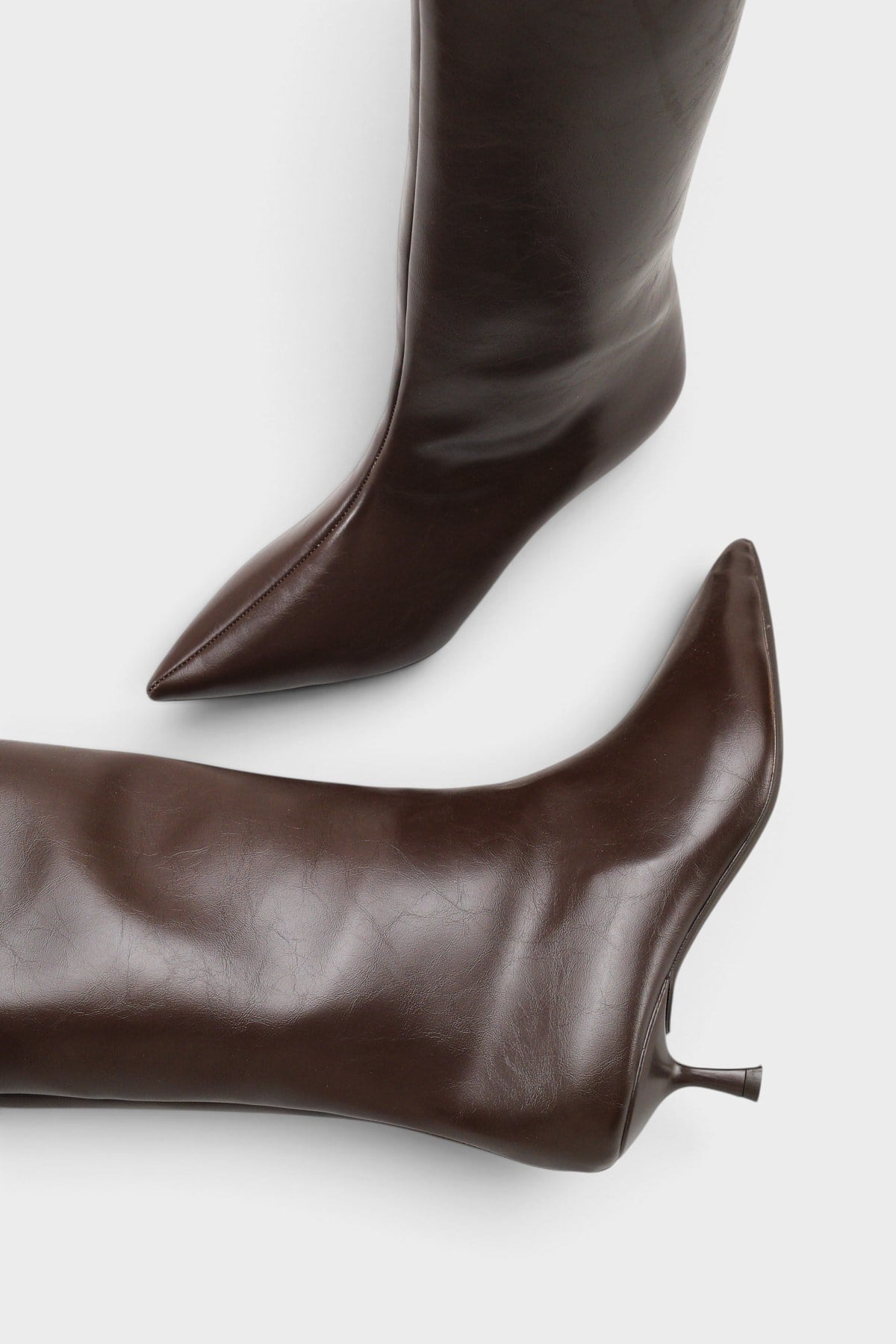 Capone Leila Side Zip Pointed Toe Elegant Mid Heel Women Brown Boot