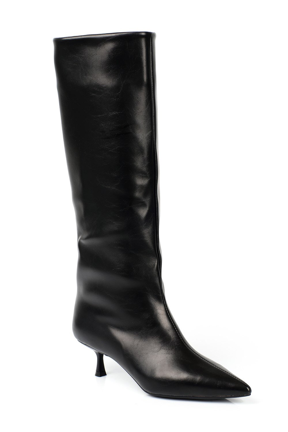 Capone Leila Side Zip Pointed Toe Elegant Mid Heel Women Black Boot