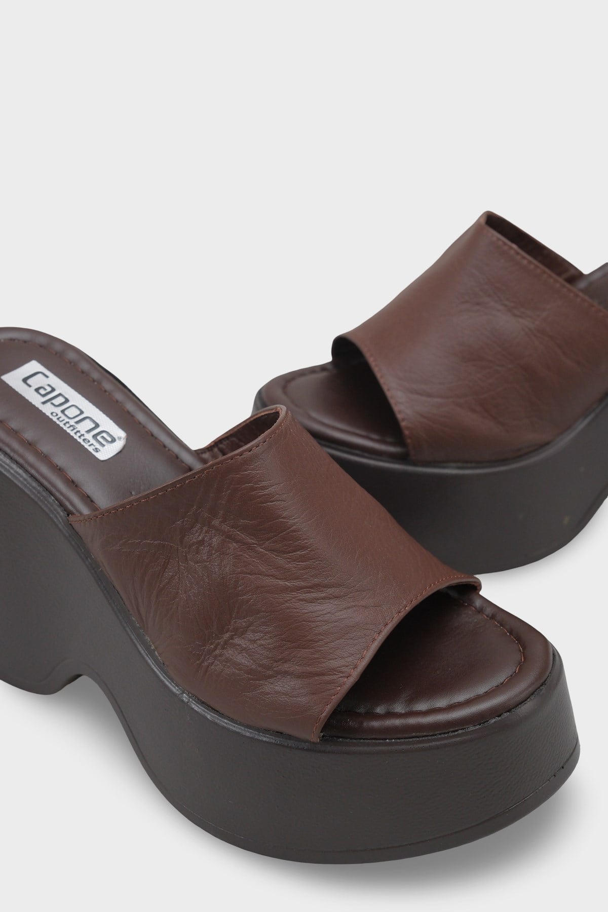 Capone Lena High Wedge Heel Women Brown Sandals