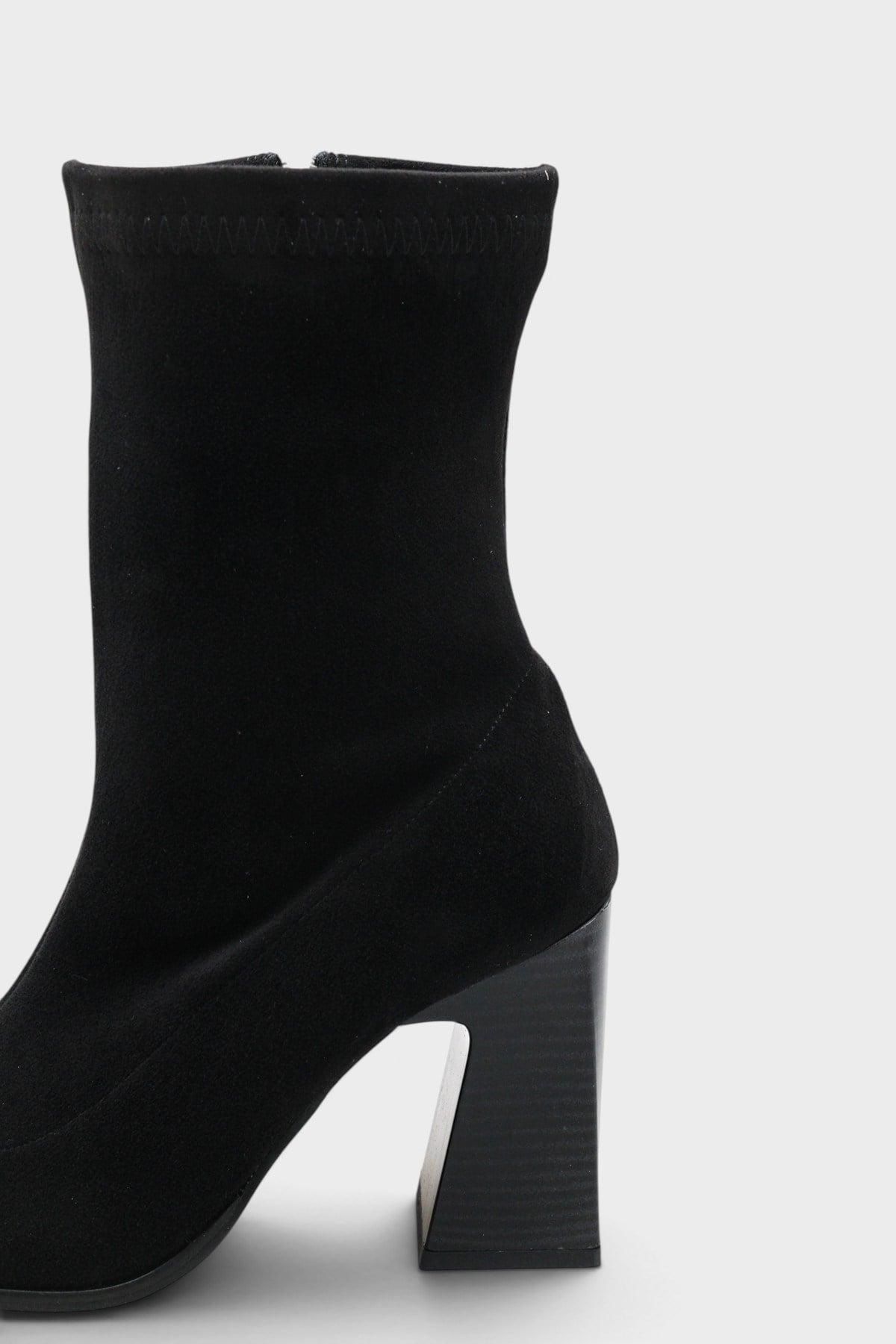Capone Lenka Stretch Side Zip Pointed Toe Heeled Women Sued Black Ankle Boot
