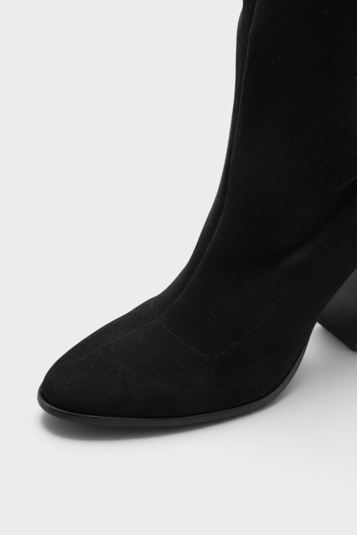 Capone Lenka Stretch Side Zip Pointed Toe Heeled Women Sued Black Ankle Boot