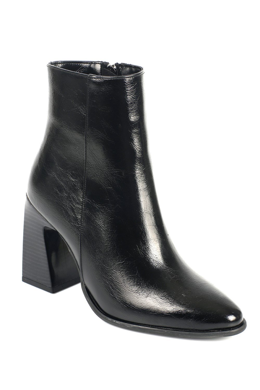 Capone Lenka Stretch Side Zip Pointed Toe Heeled Women Black Ankle Boot