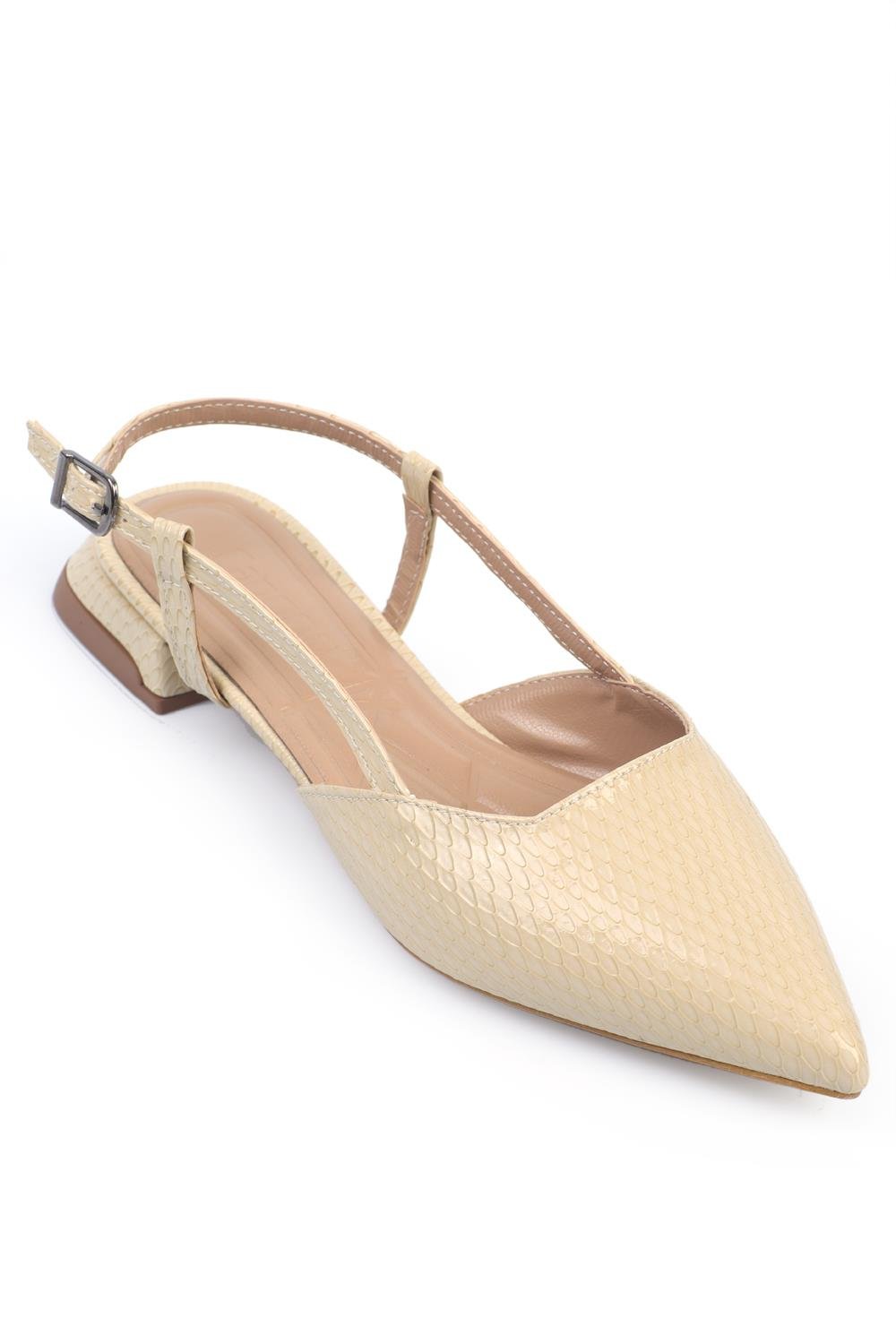 Capone Low Heel Back Strap Women Beige Shoes