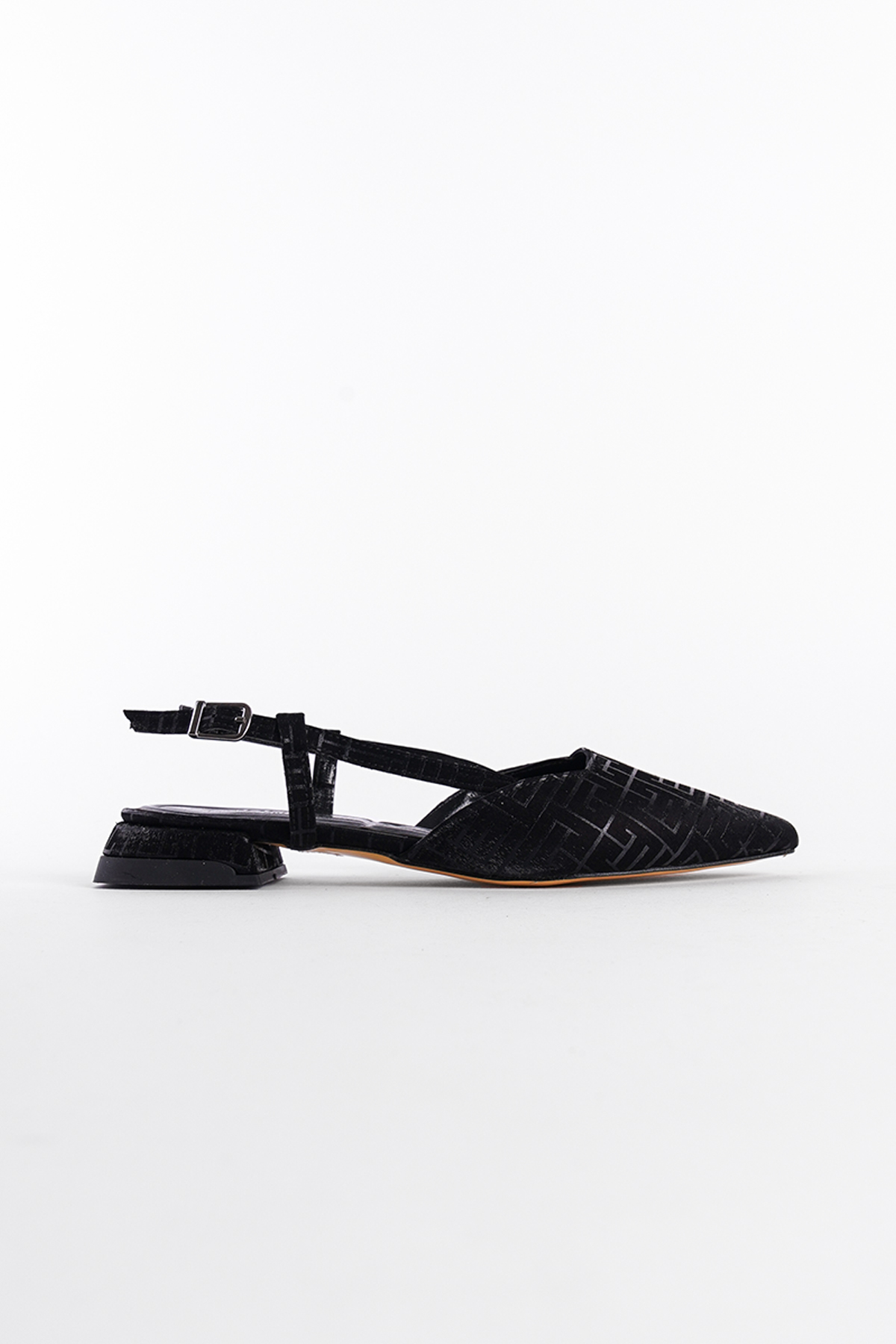 Capone Low Heel Back Strap Women Black Shoes