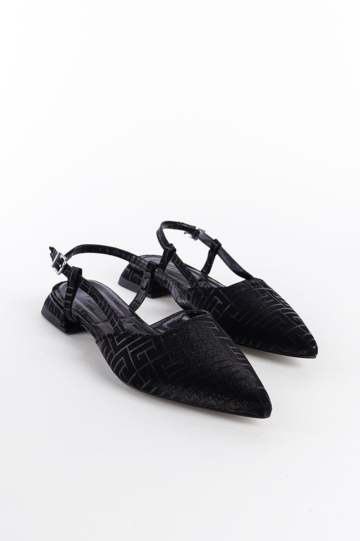Capone Low Heel Back Strap Women Black Shoes