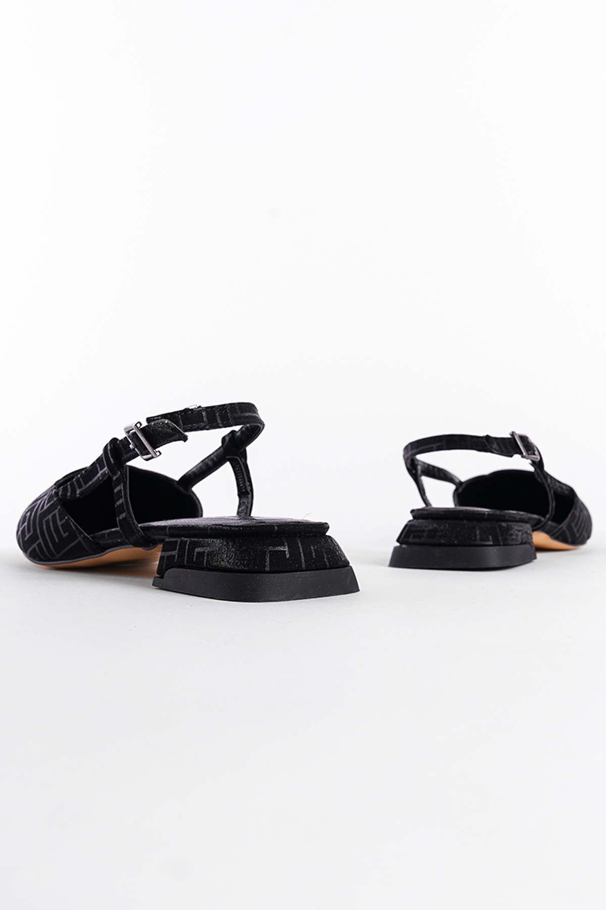 Capone Low Heel Back Strap Women Black Shoes