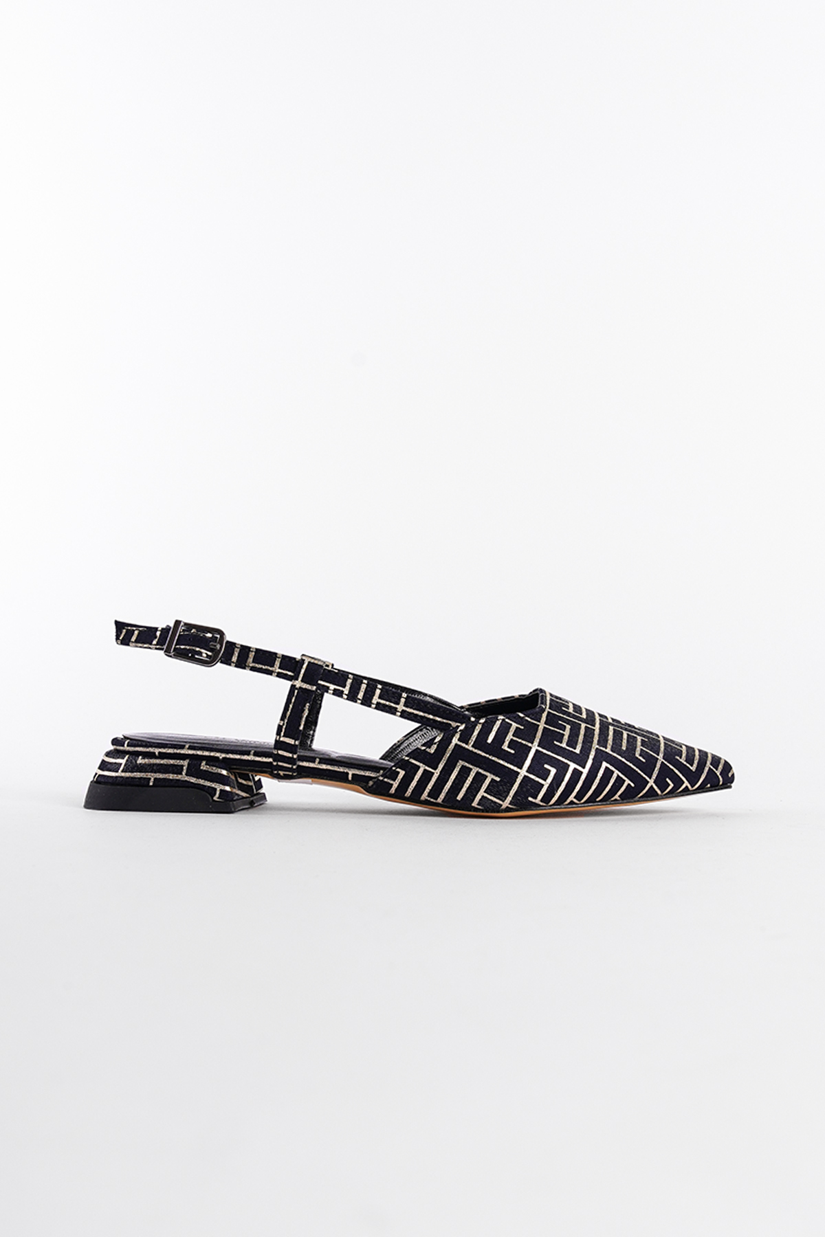 Capone Low Heel Back Strap Women Navy Blue Shoes