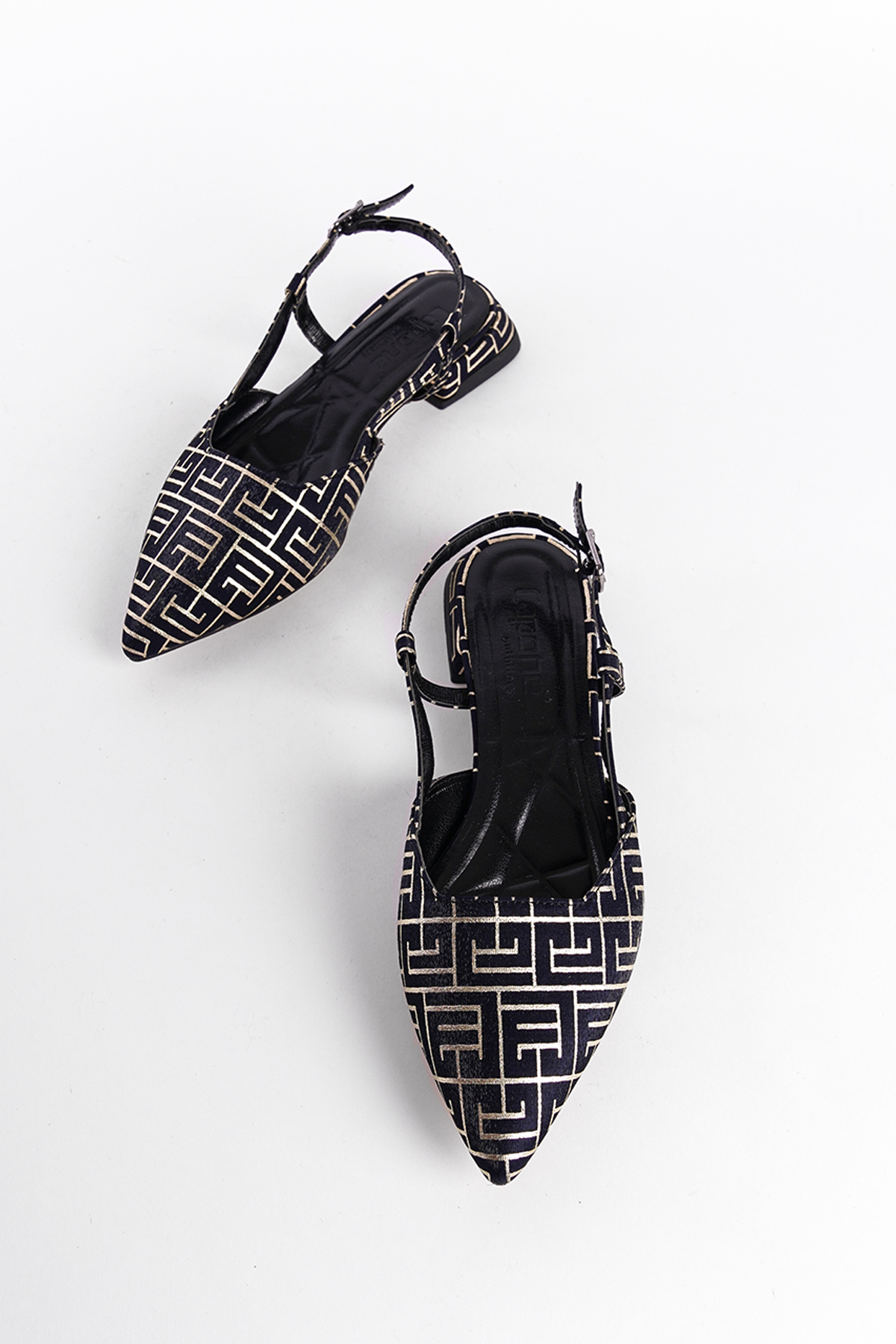 Capone Low Heel Back Strap Women Navy Blue Shoes