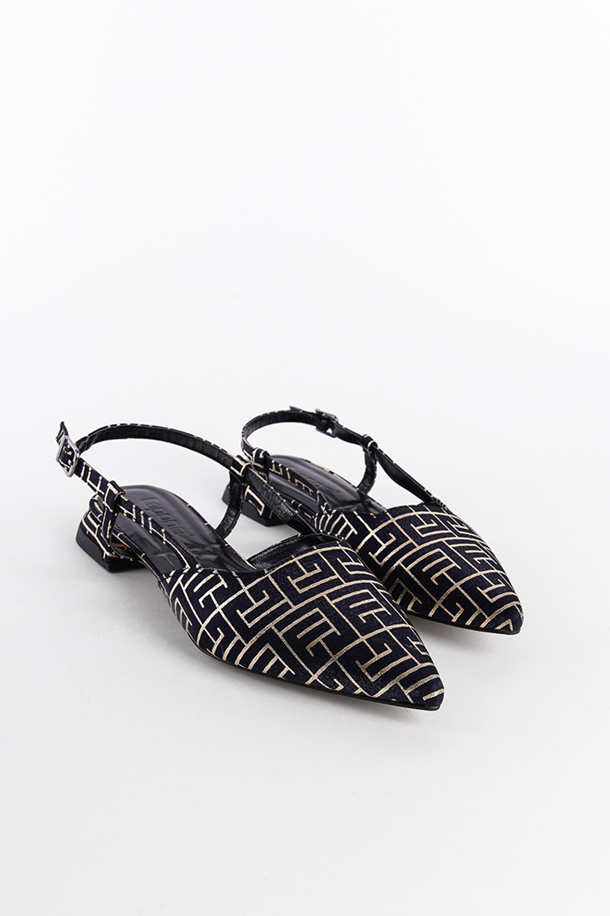 Capone Low Heel Back Strap Women Navy Blue Shoes