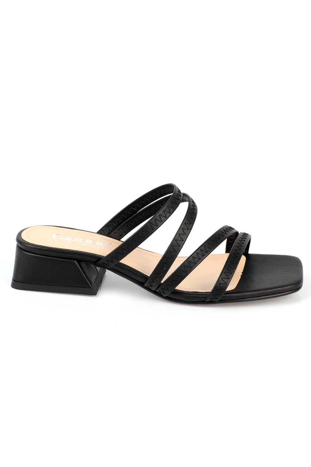 Capone Low Heel Chic Daily Women Black Sandals