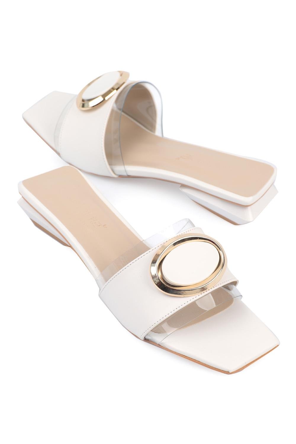 Capone Low Heel Transparent Banded Woman Sandals