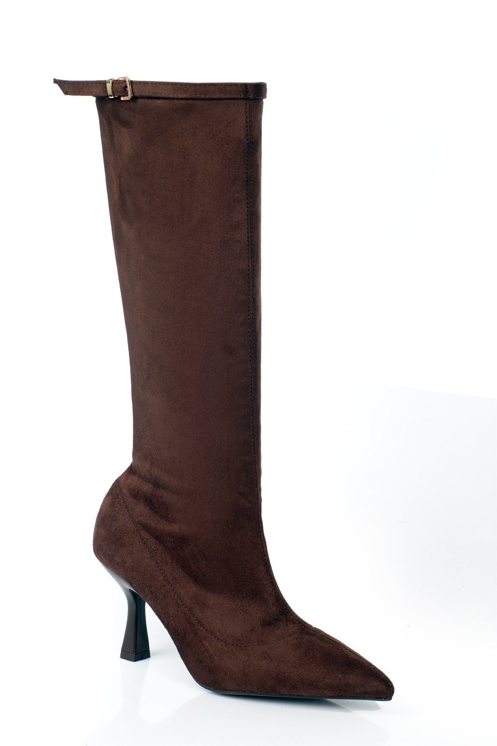 Capone Lucia Stretch Suede Look Pointed Toe Side Zip High Heel Elegant Women  Boot