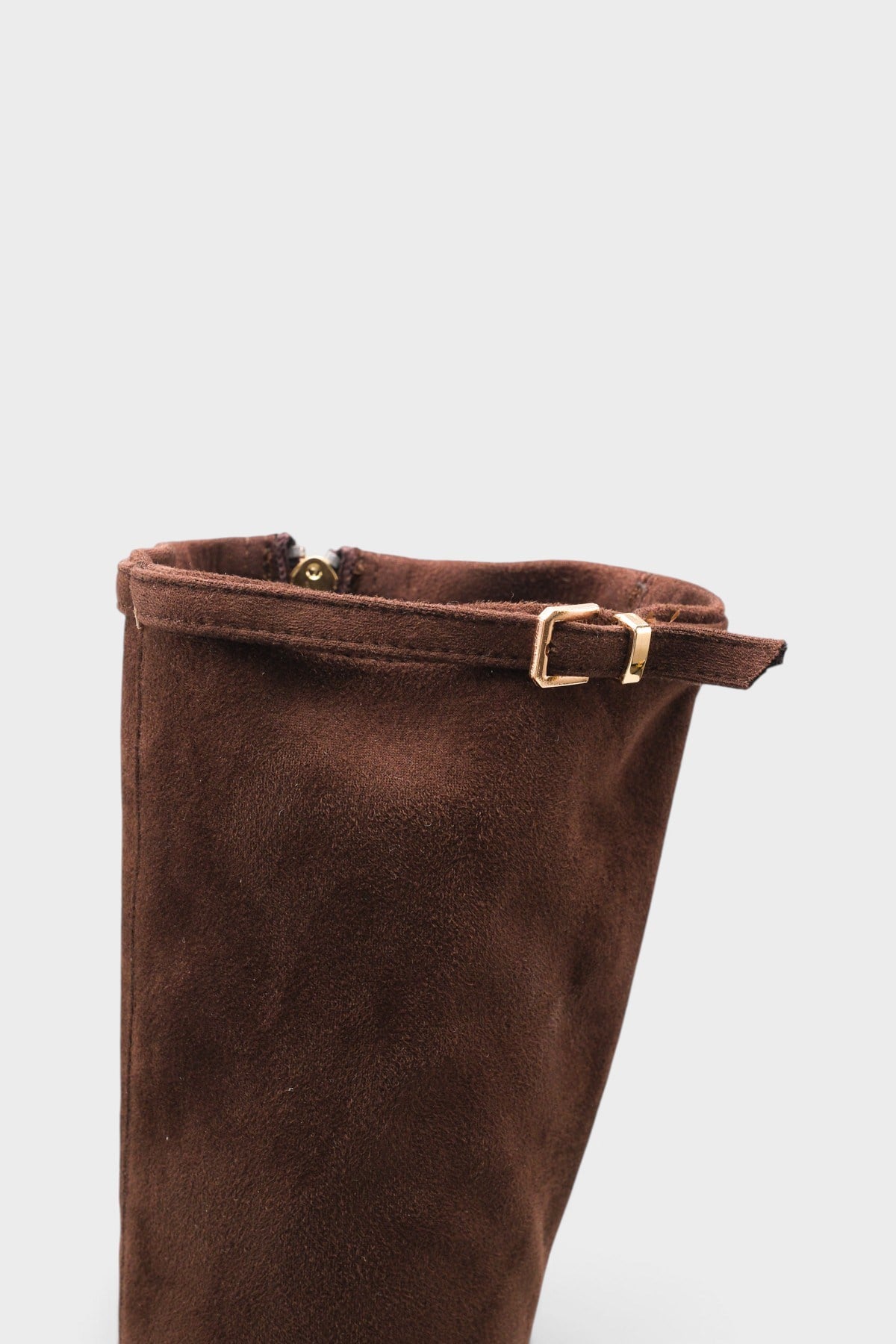 Capone Lucia Stretch Suede Look Pointed Toe Side Zip High Heel Elegant Women Brown Boot