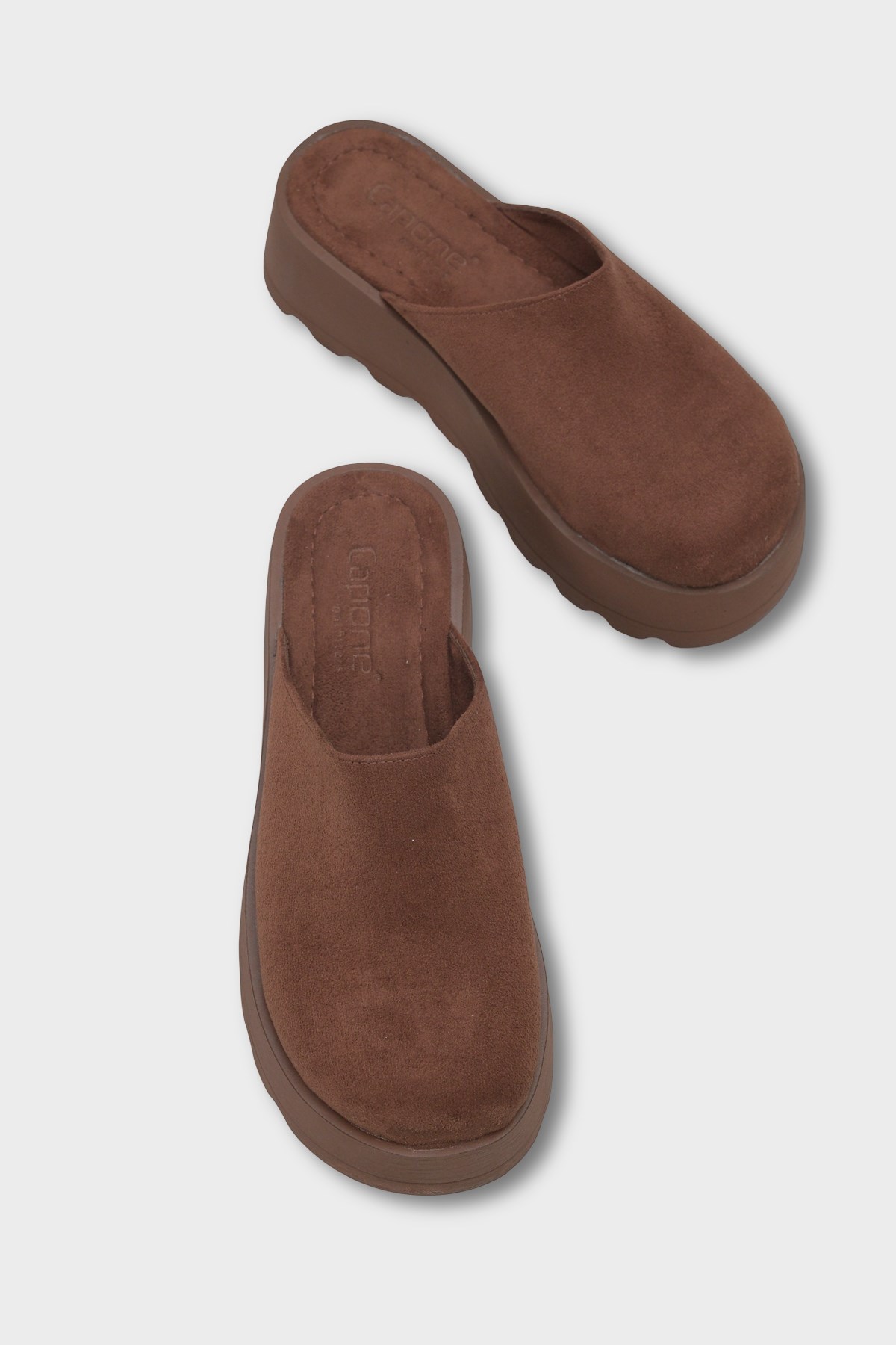 Capone Marlyn Faux Fur Suede Look Women Sued Brown Clog