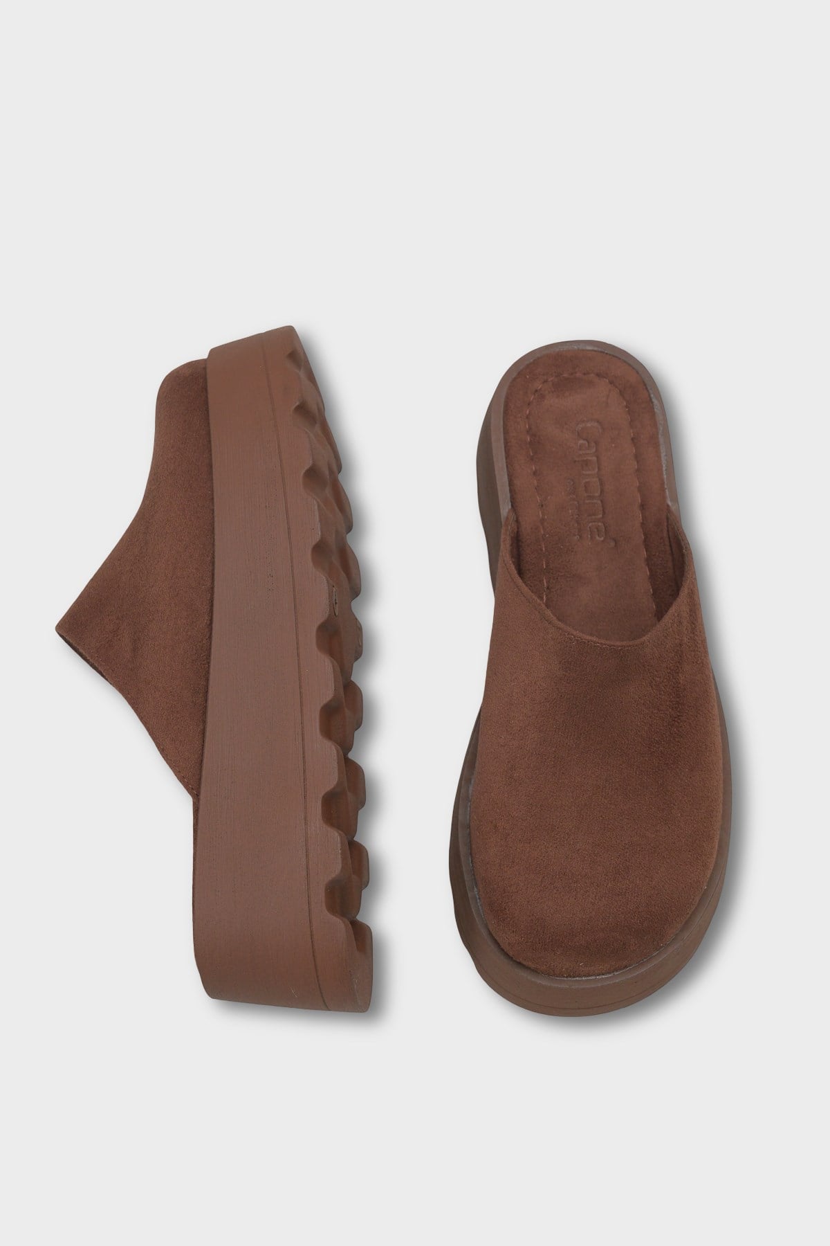 Capone Marlyn Faux Fur Suede Look Women Sued Brown Clog