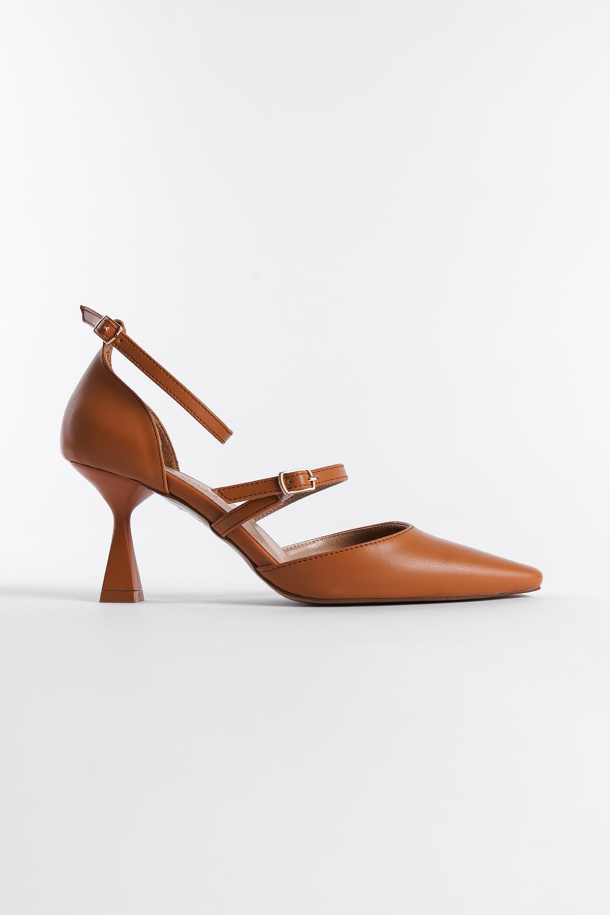 Capone Mary Jane Open Back Flat Toe Belted Women Tan Shoes