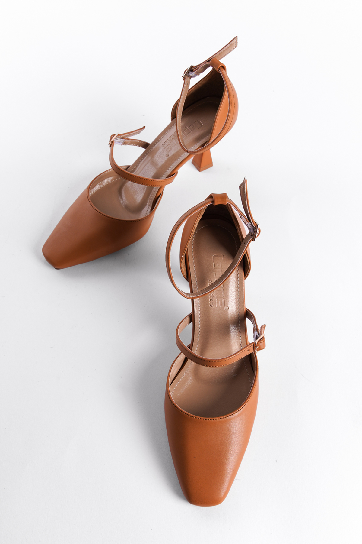 Capone Mary Jane Open Back Flat Toe Belted Women Tan Shoes