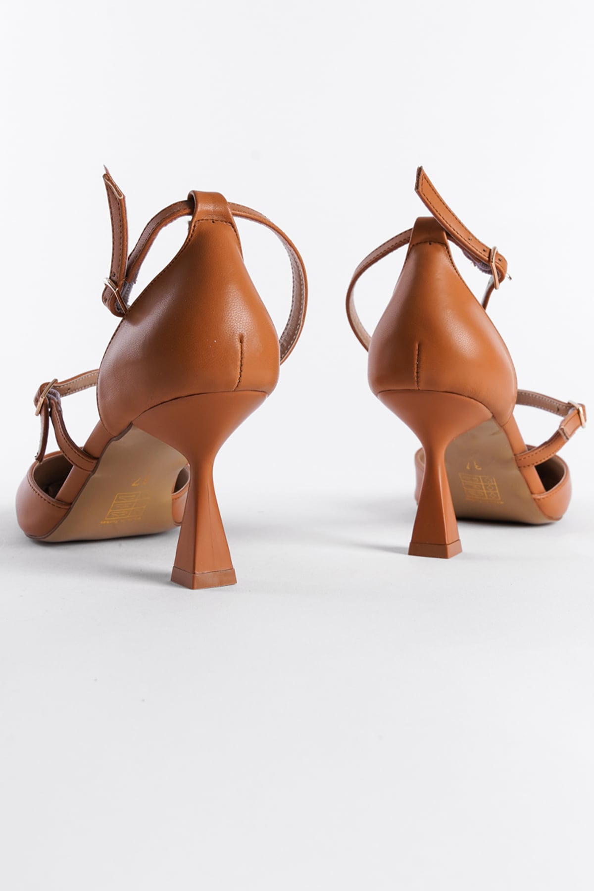 Capone Mary Jane Open Back Flat Toe Belted Women Tan Shoes