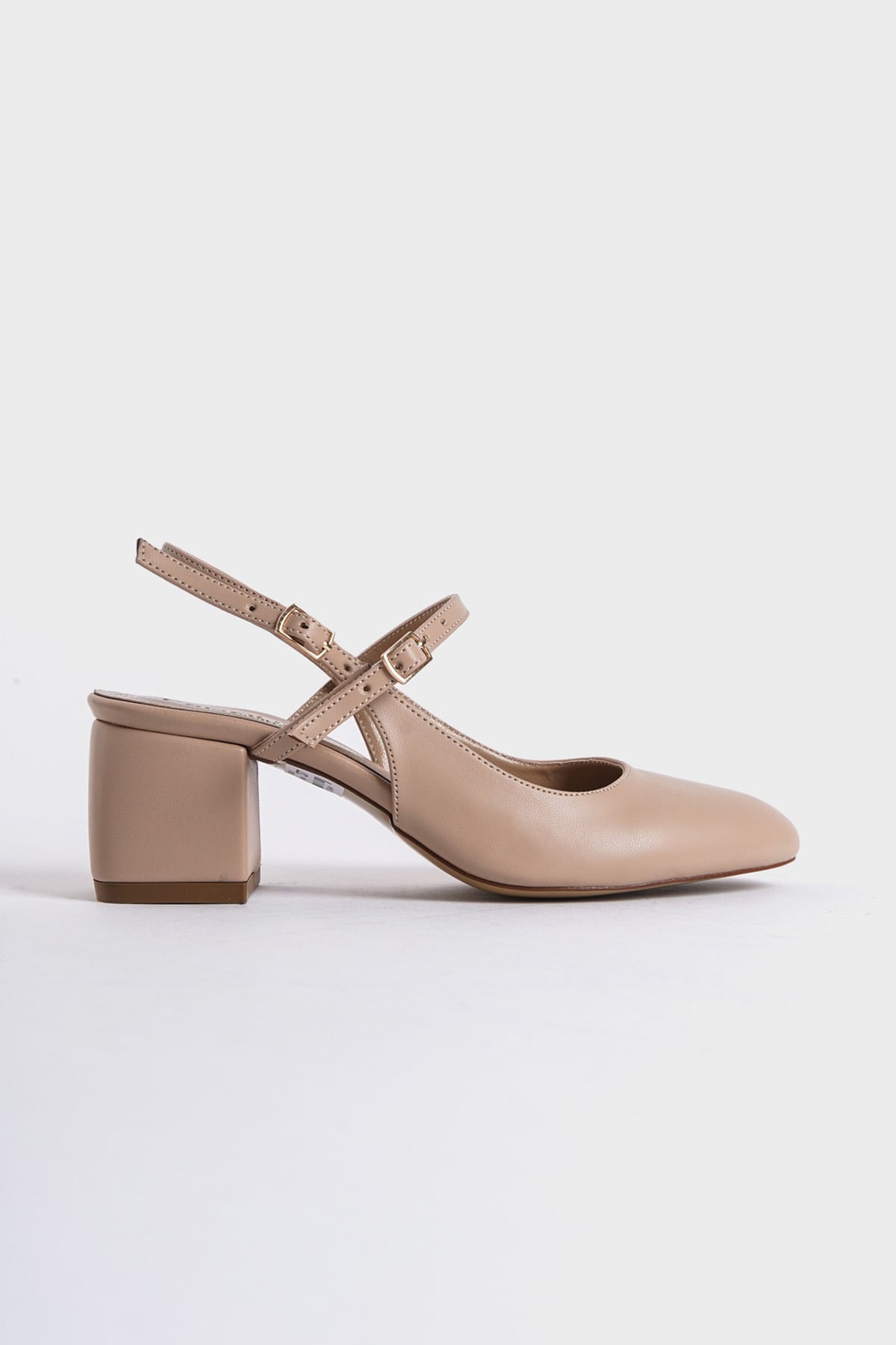Capone Mary Jane Open Back Round Toe Belted Women Beige Shoes