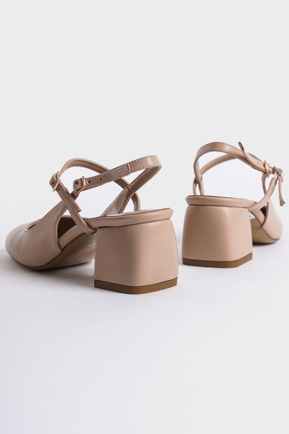 Capone Mary Jane Open Back Round Toe Belted Women Beige Shoes