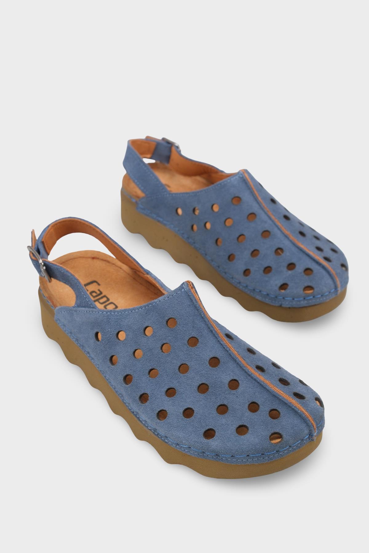 Capone Meghan Genuine Leather Soft Comfort Women Denim Blue Sandal