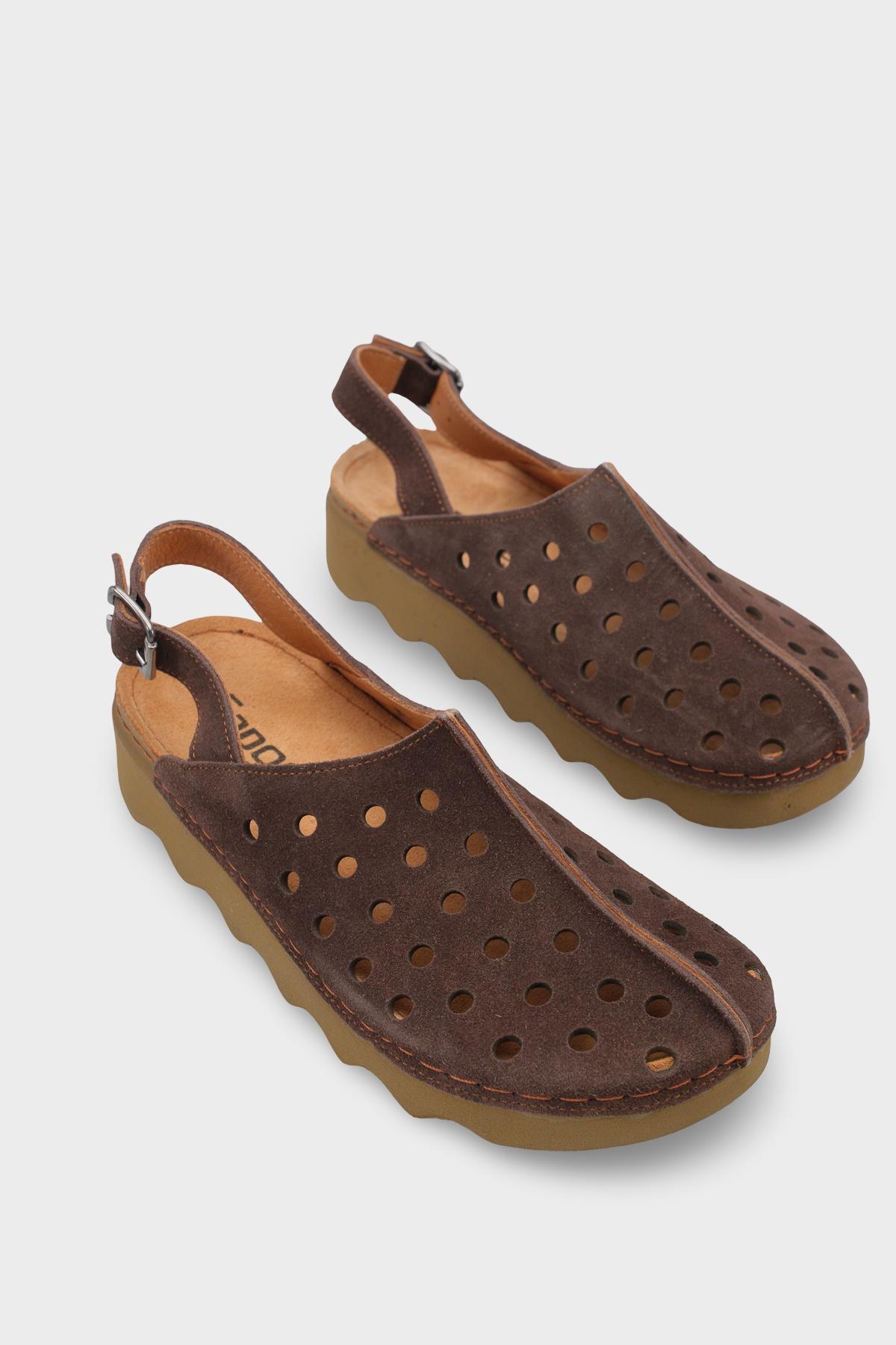 Capone Meghan Genuine Leather Soft Comfort Women Dark Brown Sandal