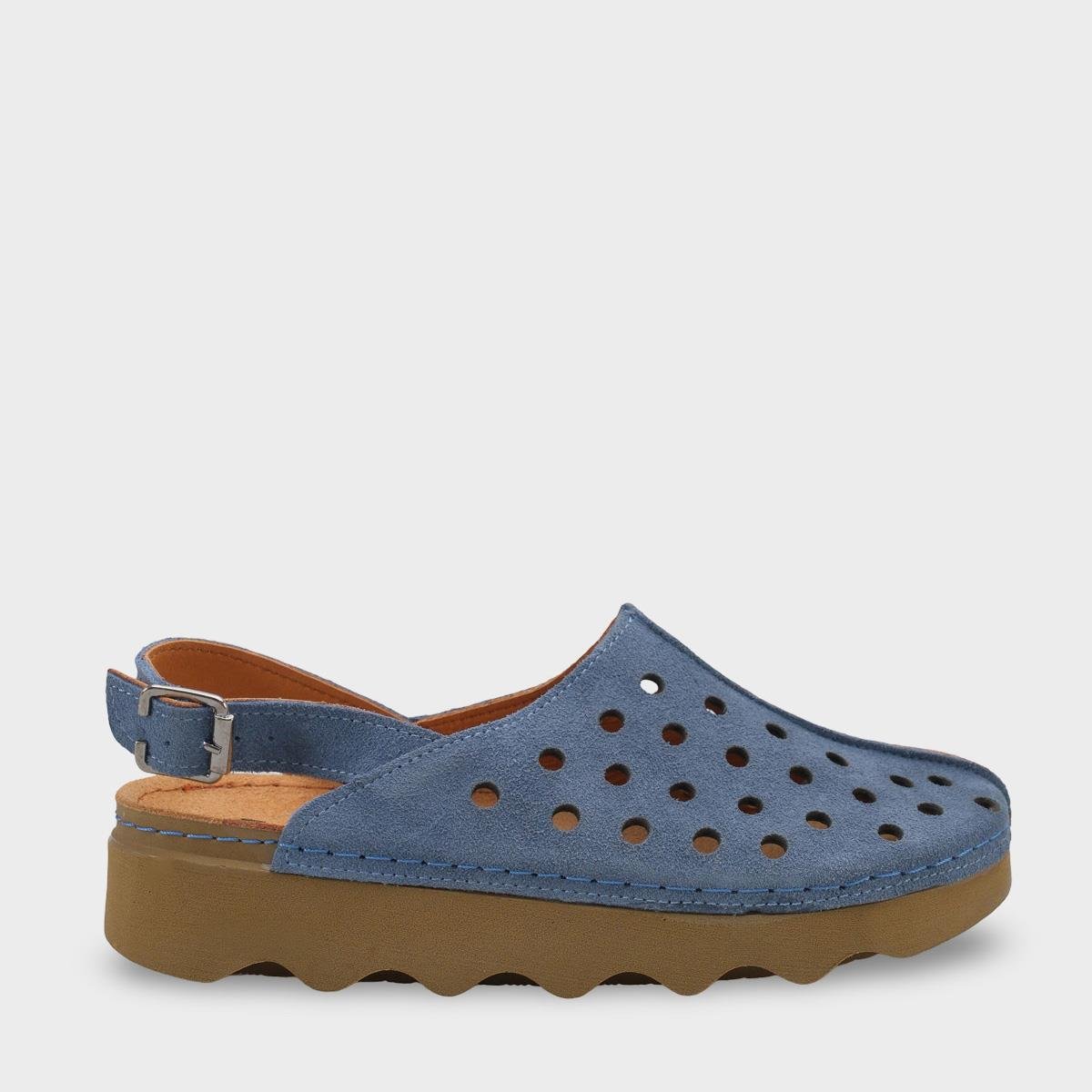 Capone Meghan Genuine Leather Soft Comfort Women Denim Blue Sandal