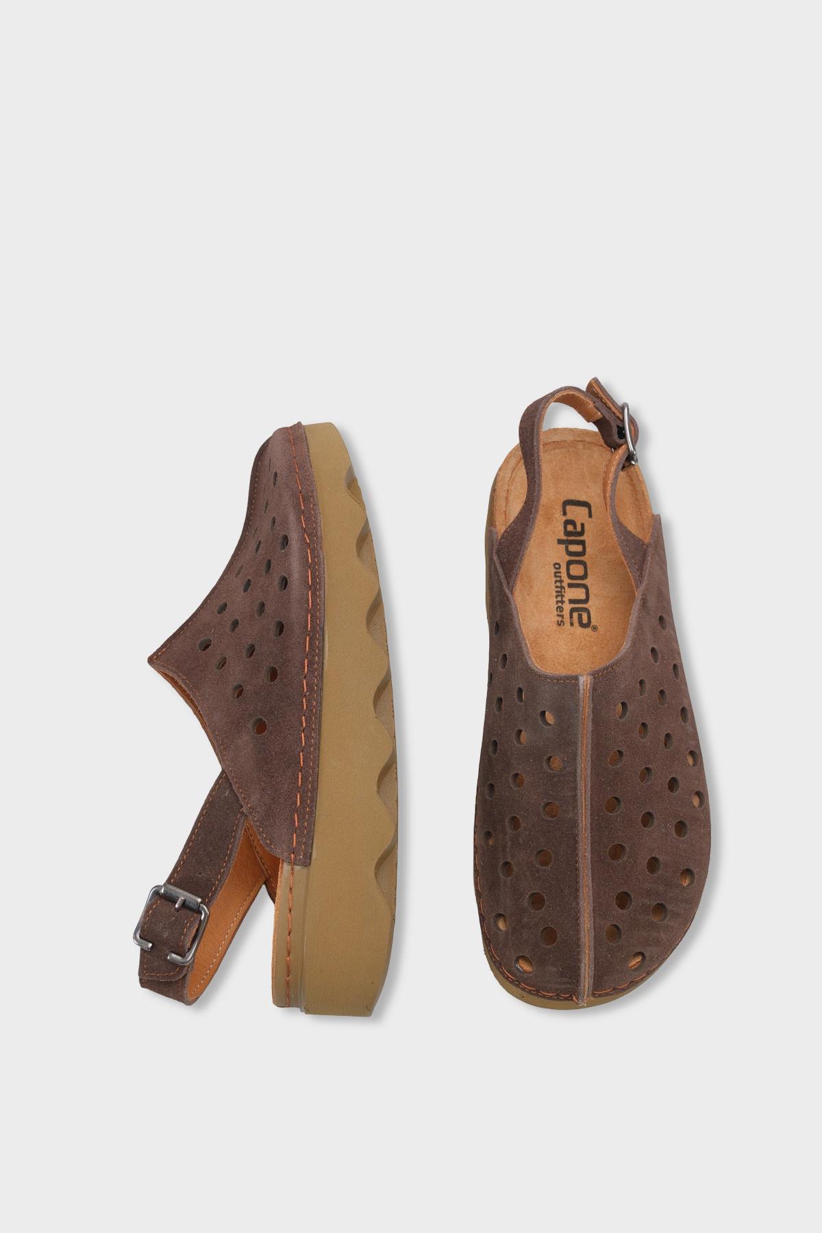 Capone Meghan Genuine Leather Soft Comfort Women Dark Brown Sandal