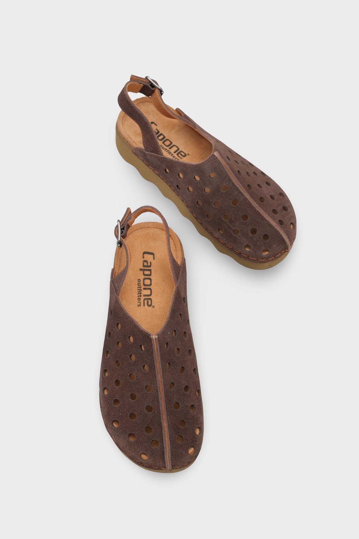 Capone Meghan Genuine Leather Soft Comfort Women Dark Brown Sandal