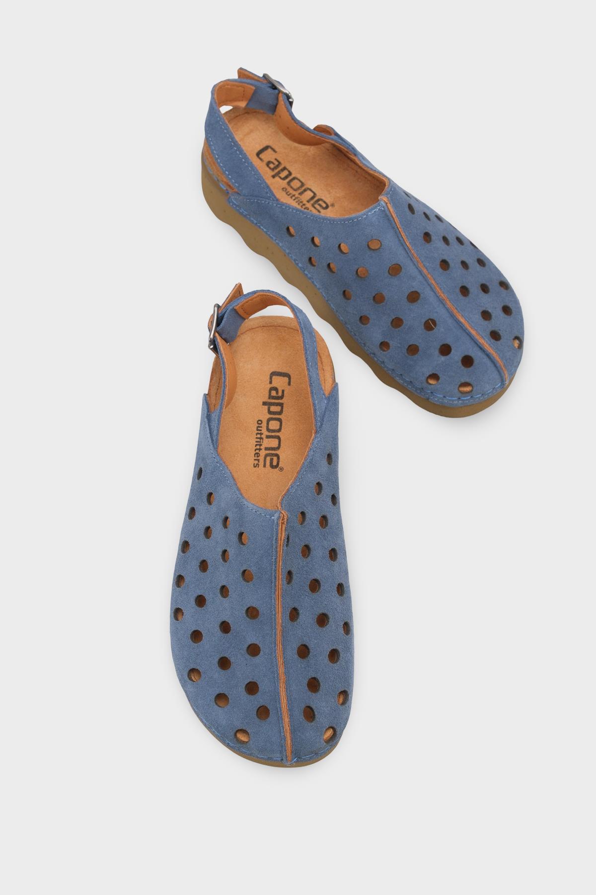 Capone Meghan Genuine Leather Soft Comfort Women Denim Blue Sandal