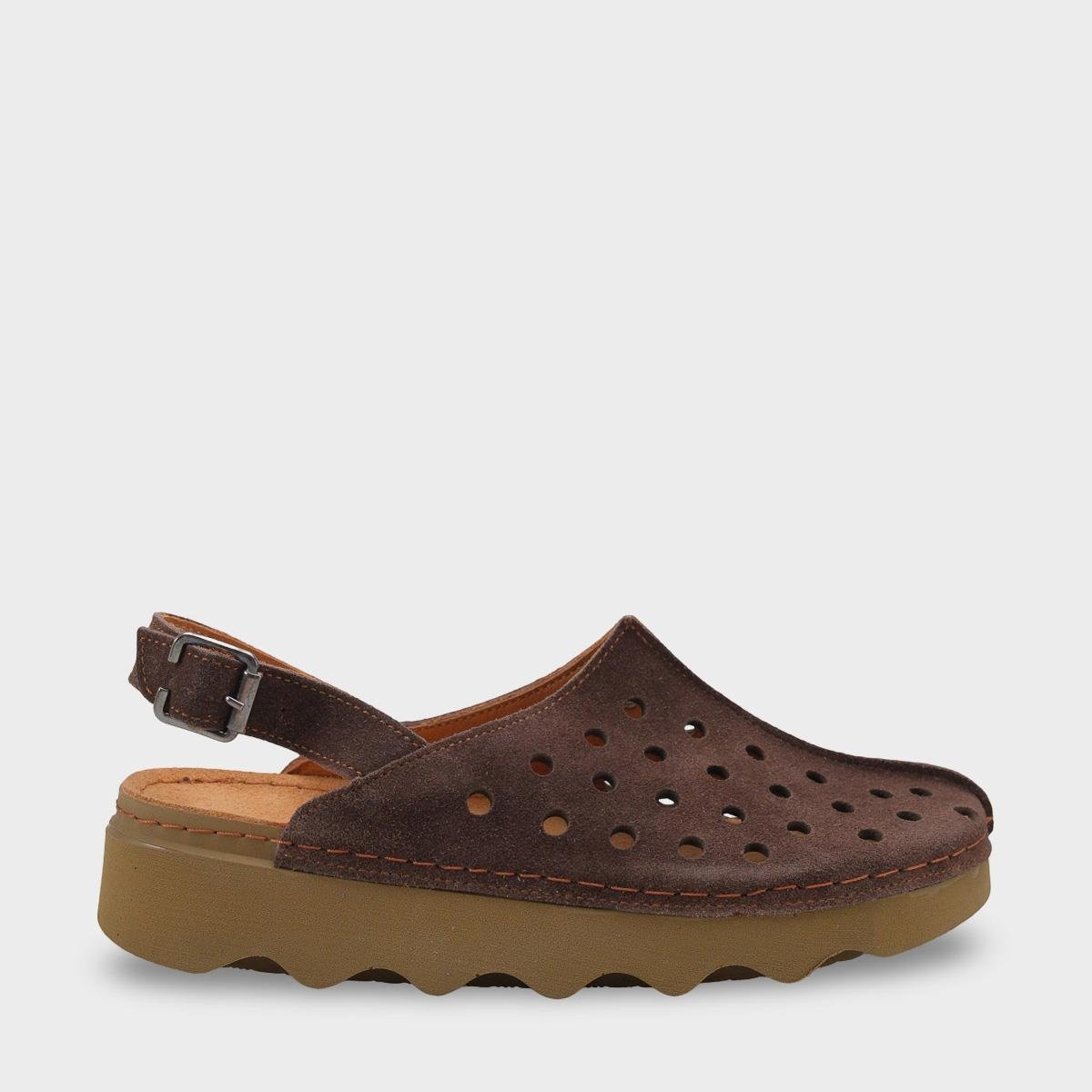 Capone Meghan Genuine Leather Soft Comfort Women Dark Brown Sandal
